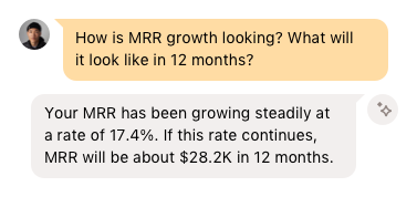 User asking Mantle's AI assistant about their MRR
