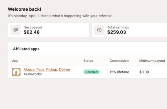 Once affiliates sign up, they can track their referrals, conversions, and payouts in their own dashboard.
