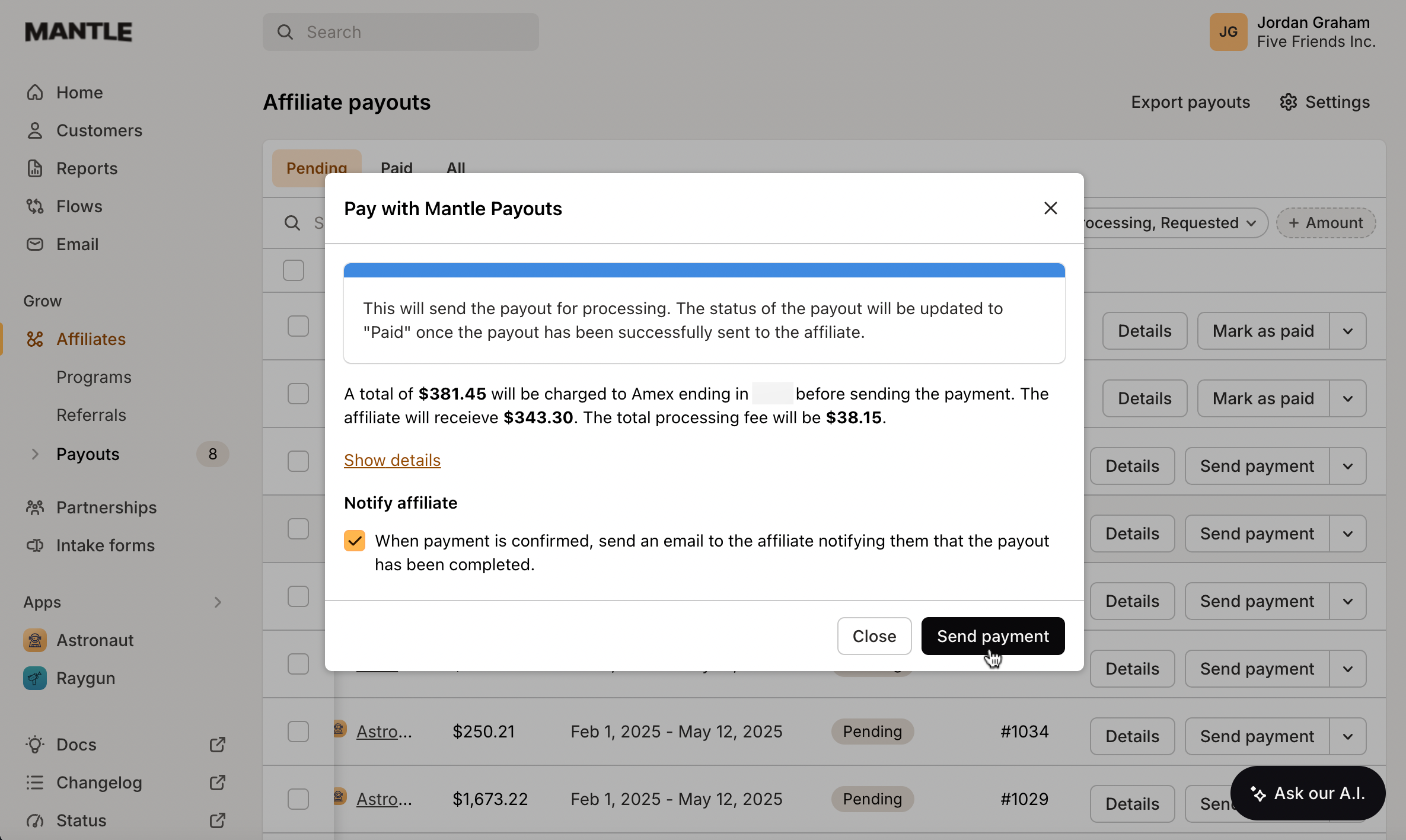 Mantle's payment infrastructure