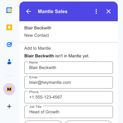 See contact details, company info, active deals, and email history from our Gmail add-on or browser extension. Create contacts and deals without context switching.